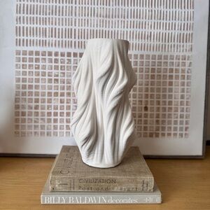 Modern White Sculptural 3D Printed Porcelain Vase